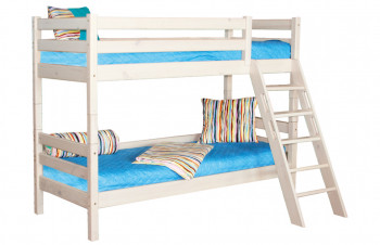 Кровать Соня вариант 10 двухъярусная с наклонной лестницей Белый полупрозрачный в Боготоле - bogotol.mebel54.com | фото