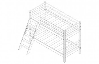 Кровать Соня вариант 12 низкая с наклонной лестницей Белый полупрозрачный в Боготоле - bogotol.mebel54.com | фото