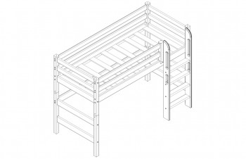 Кровать Соня вариант 5 полувысокая с прямой лестницей белый полупрозрачный в Боготоле - bogotol.mebel54.com | фото