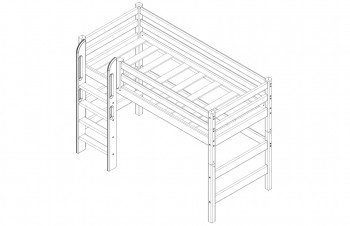 Кровать Соня вариант 5 полувысокая с прямой лестницей белый полупрозрачный в Боготоле - bogotol.mebel54.com | фото
