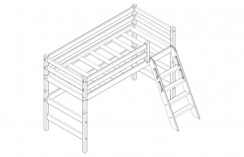 Кровать Соня вариант 6 полувысокая с наклонной лестницей Лаванда в Боготоле - bogotol.mebel54.com | фото
