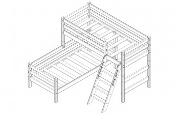 Кровать Соня вариант 8 угловая с наклонной лестницей Белый полупрозрачный в Боготоле - bogotol.mebel54.com | фото