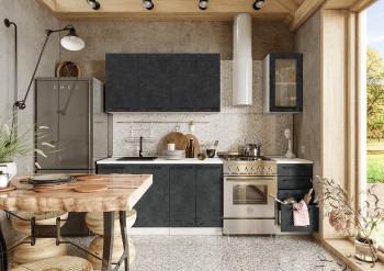 Кухонный гарнитур Нувель 1800мм белый/бетон черный в Боготоле - bogotol.mebel54.com | фото
