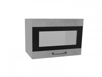 Лофт ПГСФ 500 шкаф верхний горизонтальный со стеклом и фотопечатью (Бетон светлый/корпус Серый) в Боготоле - bogotol.mebel54.com | фото