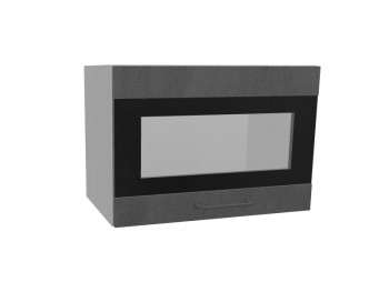 Лофт ПГСФ 500 шкаф верхний горизонтальный со стеклом и фотопечатью (Бетон темный/корпус Серый) в Боготоле - bogotol.mebel54.com | фото