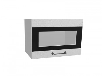 Лофт ПГСФ 500 шкаф верхний горизонтальный со стеклом и фотопечатью (Штукатурка белая/корпус Серый) в Боготоле - bogotol.mebel54.com | фото