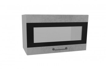Лофт ПГСФ 600 шкаф верхний горизонтальный со стеклом и фотопечатью (Бетон светлый/корпус Серый) в Боготоле - bogotol.mebel54.com | фото