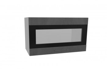 Лофт ПГСФ 600 шкаф верхний горизонтальный со стеклом и фотопечатью (Бетон темный/корпус Серый) в Боготоле - bogotol.mebel54.com | фото