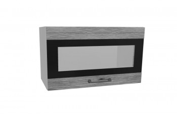 Лофт ПГСФ 600 шкаф верхний горизонтальный со стеклом и фотопечатью (Дуб майский/корпус Серый) в Боготоле - bogotol.mebel54.com | фото