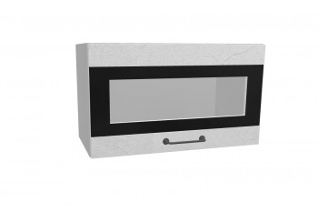 Лофт ПГСФ 600 шкаф верхний горизонтальный со стеклом и фотопечатью (Штукатурка белая/корпус Серый) в Боготоле - bogotol.mebel54.com | фото
