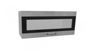 Лофт ПГСФ 800 шкаф верхний горизонтальный со стеклом и фотопечатью (Бетон светлый/корпус Серый) в Боготоле - bogotol.mebel54.com | фото