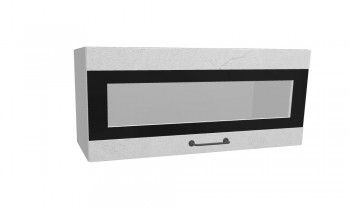 Лофт ПГСФ 800 шкаф верхний горизонтальный со стеклом и фотопечатью (Штукатурка белая/корпус Серый) в Боготоле - bogotol.mebel54.com | фото
