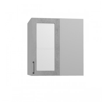 Лофт ПУС 650 шкаф верхний угловой со стеклом (Бетон светлый/корпус Серый) в Боготоле - bogotol.mebel54.com | фото