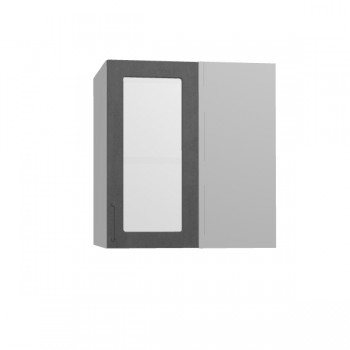 Лофт ПУС 650 шкаф верхний угловой со стеклом (Бетон темный/корпус Серый) в Боготоле - bogotol.mebel54.com | фото