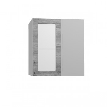 Лофт ПУС 650 шкаф верхний угловой со стеклом (Дуб майский/корпус Серый) в Боготоле - bogotol.mebel54.com | фото