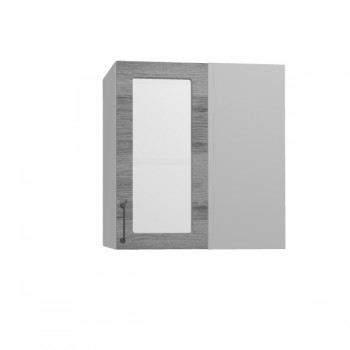 Лофт ПУС 650 шкаф верхний угловой со стеклом (Дуб цикорий/корпус Серый) в Боготоле - bogotol.mebel54.com | фото