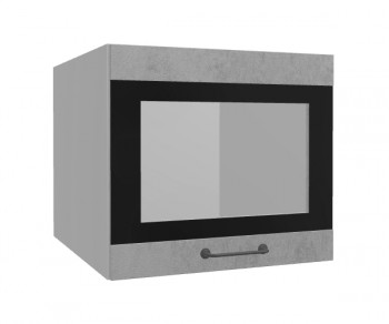 Лофт ВПГСФ 500 шкаф верхний горизонтальный со стеклом высокий с фотопечатью (Бетон светлый/корпус Серый) в Боготоле - bogotol.mebel54.com | фото