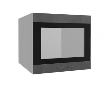 Лофт ВПГСФ 500 шкаф верхний горизонтальный со стеклом высокий с фотопечатью (Бетон темный/корпус Серый) в Боготоле - bogotol.mebel54.com | фото