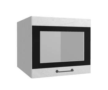 Лофт ВПГСФ 500 шкаф верхний горизонтальный со стеклом высокий с фотопечатью (Штукатурка белая/корпус Серый) в Боготоле - bogotol.mebel54.com | фото