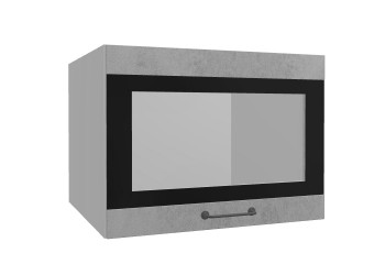 Лофт ВПГСФ 600 шкаф верхний горизонтальный со стеклом высокий с фотопечатью (Бетон светлый/корпус Серый) в Боготоле - bogotol.mebel54.com | фото