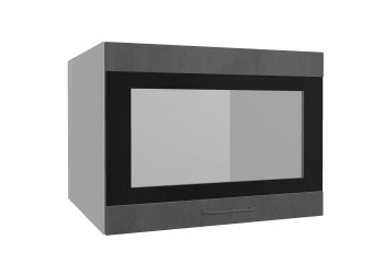 Лофт ВПГСФ 600 шкаф верхний горизонтальный со стеклом высокий с фотопечатью (Бетон темный/корпус Серый) в Боготоле - bogotol.mebel54.com | фото