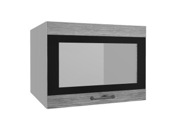 Лофт ВПГСФ 600 шкаф верхний горизонтальный со стеклом высокий с фотопечатью (Дуб майский/корпус Серый) в Боготоле - bogotol.mebel54.com | фото