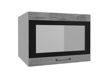 Лофт ВПГСФ 600 шкаф верхний горизонтальный со стеклом высокий с фотопечатью (Дуб цикорий/корпус Серый) в Боготоле - bogotol.mebel54.com | фото