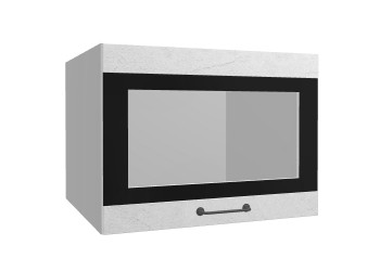 Лофт ВПГСФ 600 шкаф верхний горизонтальный со стеклом высокий с фотопечатью (Штукатурка белая/корпус Серый) в Боготоле - bogotol.mebel54.com | фото
