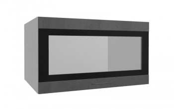 Лофт ВПГСФ 800 шкаф верхний горизонтальный со стеклом высокий с фотопечатью (Бетон темный/корпус Серый) в Боготоле - bogotol.mebel54.com | фото