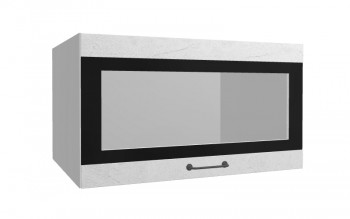 Лофт ВПГСФ 800 шкаф верхний горизонтальный со стеклом высокий с фотопечатью (Штукатурка белая/корпус Серый) в Боготоле - bogotol.mebel54.com | фото
