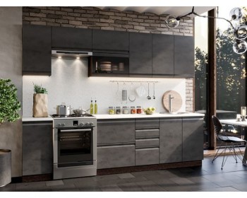 Модульная кухня Бруклин 2,8 м (Бетон черный/Венге) в Боготоле - bogotol.mebel54.com | фото