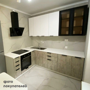 Модульная кухня Норд 1,6 м (Софт даймонд/Камень беж/Белый) в Боготоле - bogotol.mebel54.com | фото