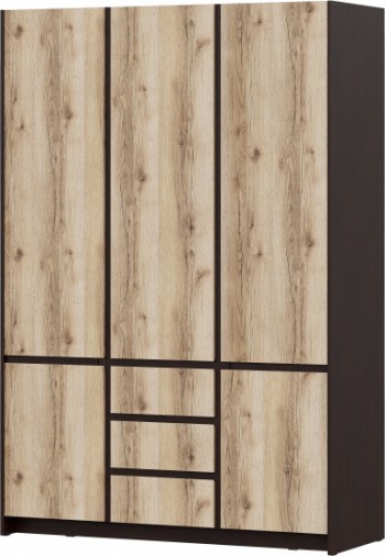 Модульная система "Прага" Шкаф для одежды трехстворчатый Дуб Венге/Дуб Делано в Боготоле - bogotol.mebel54.com | фото