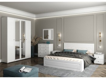 Модульная спальня Барселона (Белый/Белый глянец) в Боготоле - bogotol.mebel54.com | фото
