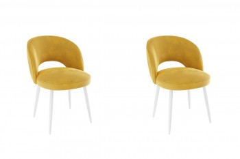 Набор стульев Моли 2 шт (жёлтый велюр/белый) в Боготоле - bogotol.mebel54.com | фото