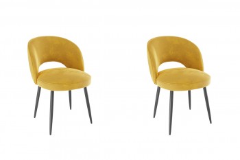 Набор стульев Моли 2 шт (жёлтый велюр/черный) в Боготоле - bogotol.mebel54.com | фото