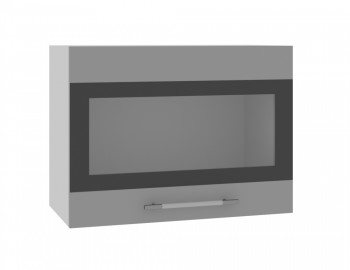 Норд ШВГС 600 Шкаф верхний горизонтальный со стеклом (Софт черный/корпус Белый) в Боготоле - bogotol.mebel54.com | фото