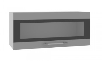 Норд ШВГС 800 Шкаф верхний горизонтальный со стеклом (Софт черный/корпус Белый) в Боготоле - bogotol.mebel54.com | фото