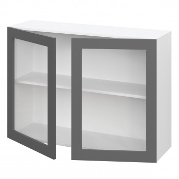 Норд ШВС 1000 Шкаф верхний со стеклом (Софт черный/корпус Белый) в Боготоле - bogotol.mebel54.com | фото