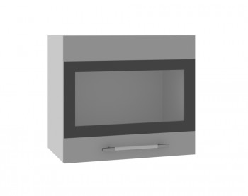 Олива ВПГСФ 500 Шкаф верхний горизонтальный со стеклом с фотопечатью высокий (Ваниль глянец/корпус Серый) в Боготоле - bogotol.mebel54.com | фото