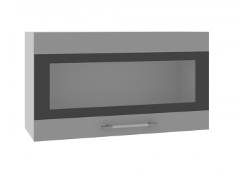 Олива ВПГСФ 800 Шкаф верхний горизонтальный со стеклом с фотопечатью высокий (Ваниль глянец/корпус Серый) в Боготоле - bogotol.mebel54.com | фото