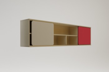 Полка между шкафами 1660 Бэрри (Бежевый/Красный/корпус Клен) в Боготоле - bogotol.mebel54.com | фото
