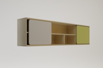 Полка между шкафами 1660 Эппл (Зеленый/Белый/корпус Клен) в Боготоле - bogotol.mebel54.com | фото