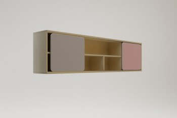 Полка между шкафами 1660 Грэйси (Розовый/Серый/корпус Клен) в Боготоле - bogotol.mebel54.com | фото