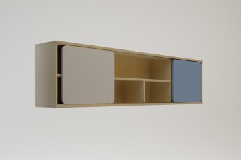 Полка между шкафами 1660 Скай (Синий/Белый/корпус Клен) в Боготоле - bogotol.mebel54.com | фото