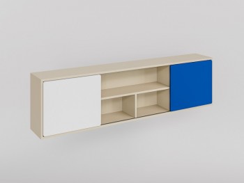 Полка между шкафами 1660 Скай люкс (Синий/Белый/корпус Клен) в Боготоле - bogotol.mebel54.com | фото