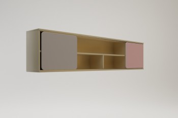Полка между шкафами 1960 Грэйси (Розовый/Серый/корпус Клен) в Боготоле - bogotol.mebel54.com | фото