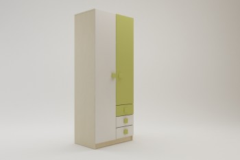 Шкаф 2-х створчатый с ящиками Эппл (Зеленый/Белый/корпус Клен) в Боготоле - bogotol.mebel54.com | фото