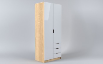 Шкаф 2-х створчатый с ящиками Лофт (Белый/корпус Дуб Сонома) в Боготоле - bogotol.mebel54.com | фото