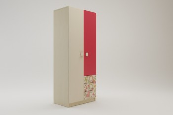 Шкаф 2-х створчатый с ящиками Ретвит (Бежевый/Красный/корпус Клен) в Боготоле - bogotol.mebel54.com | фото